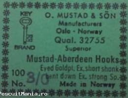 Vand carlige de jig Mustad 3/0  1/0 nelestate 0,4lei, lestate 0,7lei, farbricate la Oslo-Norvegia