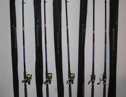 Set de 5 lansete complet echipate noi 3,60 metri din carbon