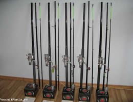 Set 5 Lansete din 3 bucati 3,6 M + 5 Mulinete 8 Rulmenti Crap