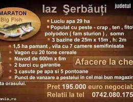 Vanzare iaz Serbauti +pamant + vila - Afacere la cheie 
